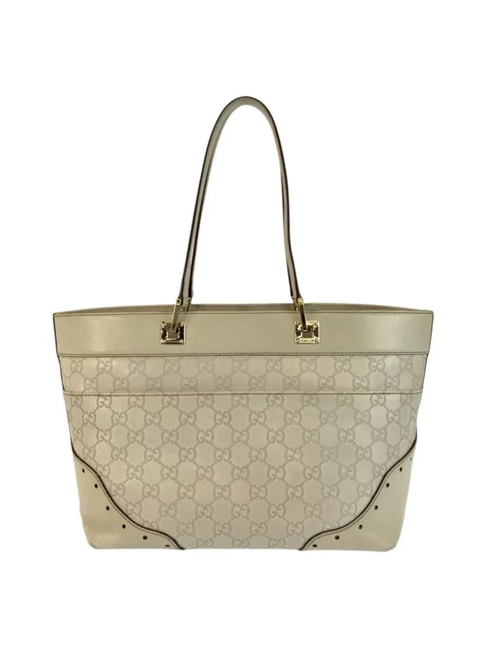 Gucci Guccissima Ivory Gold Leather Tote Shoulder - Picture 2 of 9